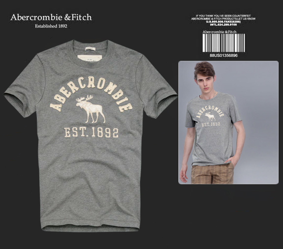 Abercrombie Fitch Hombres De Cuello Redondo Con Gente Fotos Corto Remera AF5687